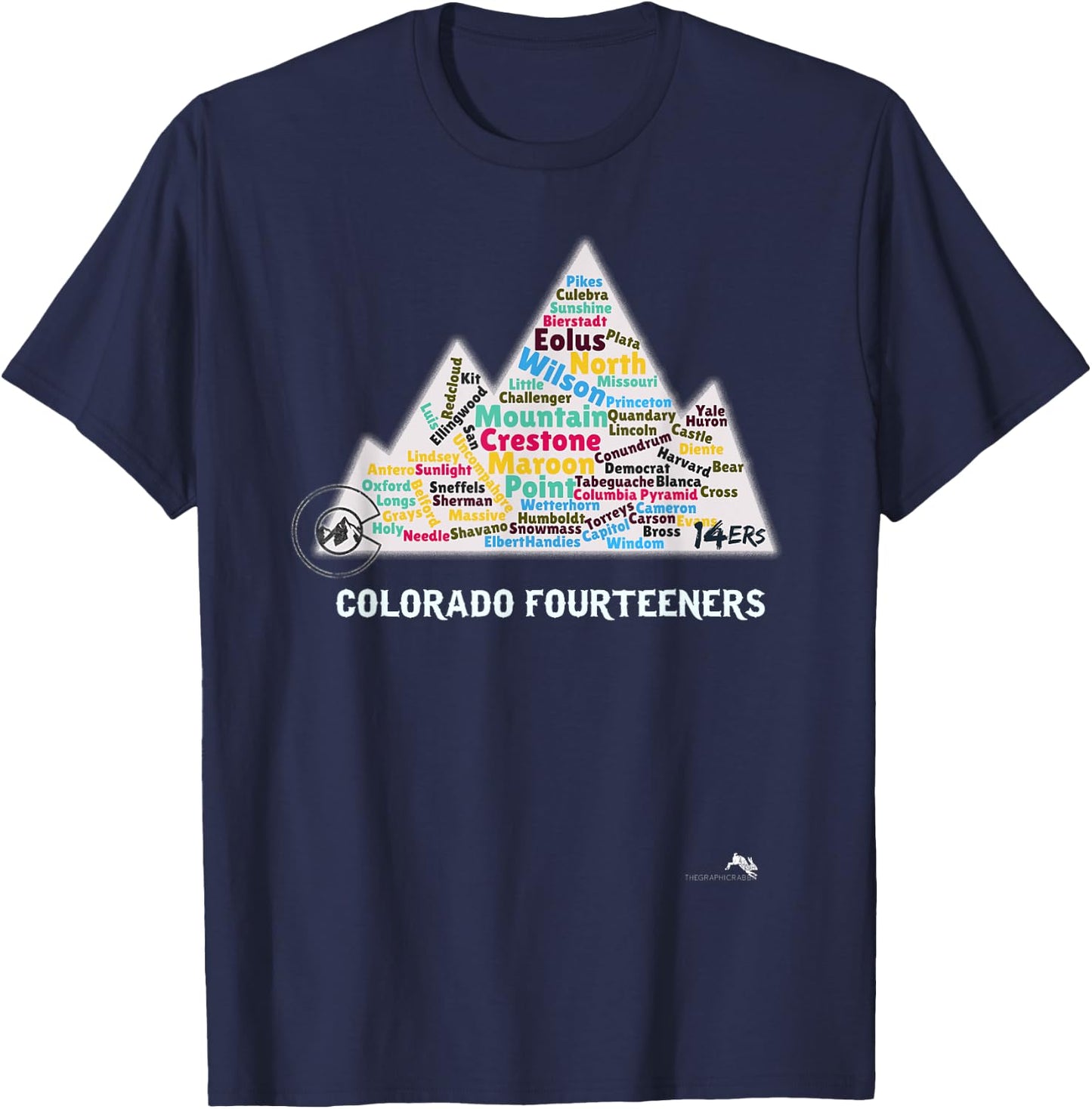 Colorado 14ers - Fourteener Mountains T-Shirt - T-Shirt | Navy