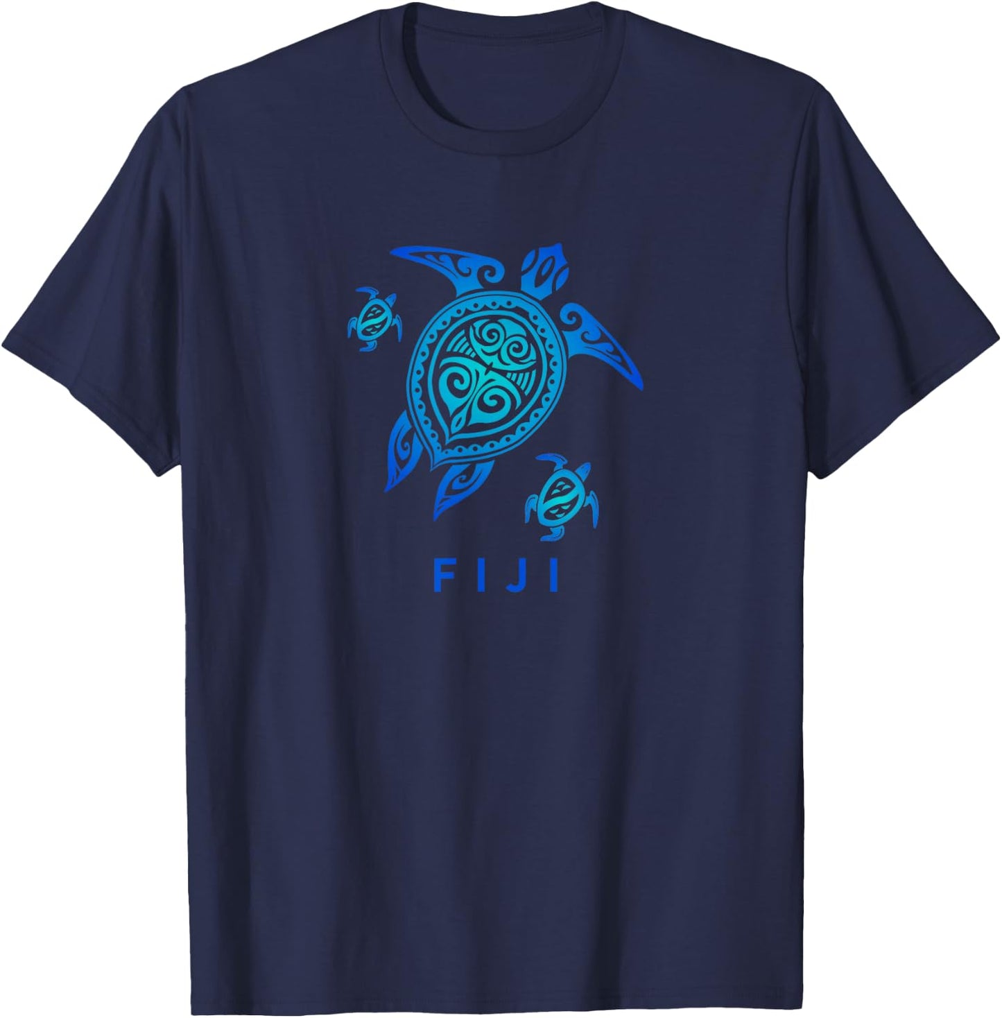 Fiji Sea Blue Tribal Turtle T-Shirt - T-Shirt | Navy