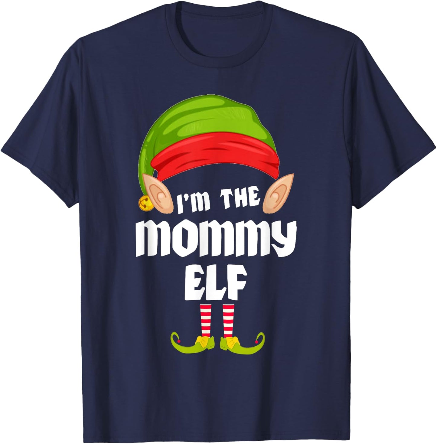 Funny Mommy Elf Matching Family Group PJ Christmas T-Shirt - T-Shirt | Navy