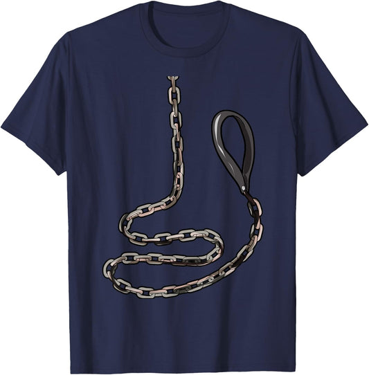 BDSM Collar Leash | Naughty Kinky Sub Slave Devotion T-Shirt - T-Shirt | Navy