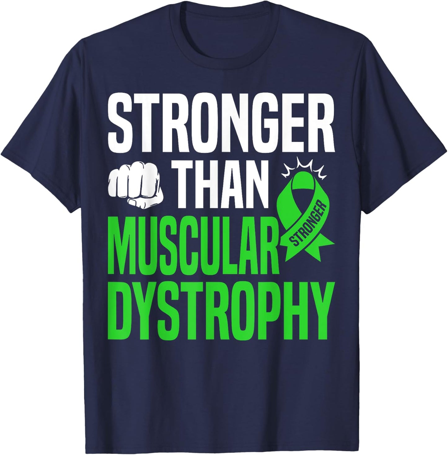 Becker Muscular Dystrophy Lime Green Awareness Ribbon T-Shirt - T-Shirt | Navy