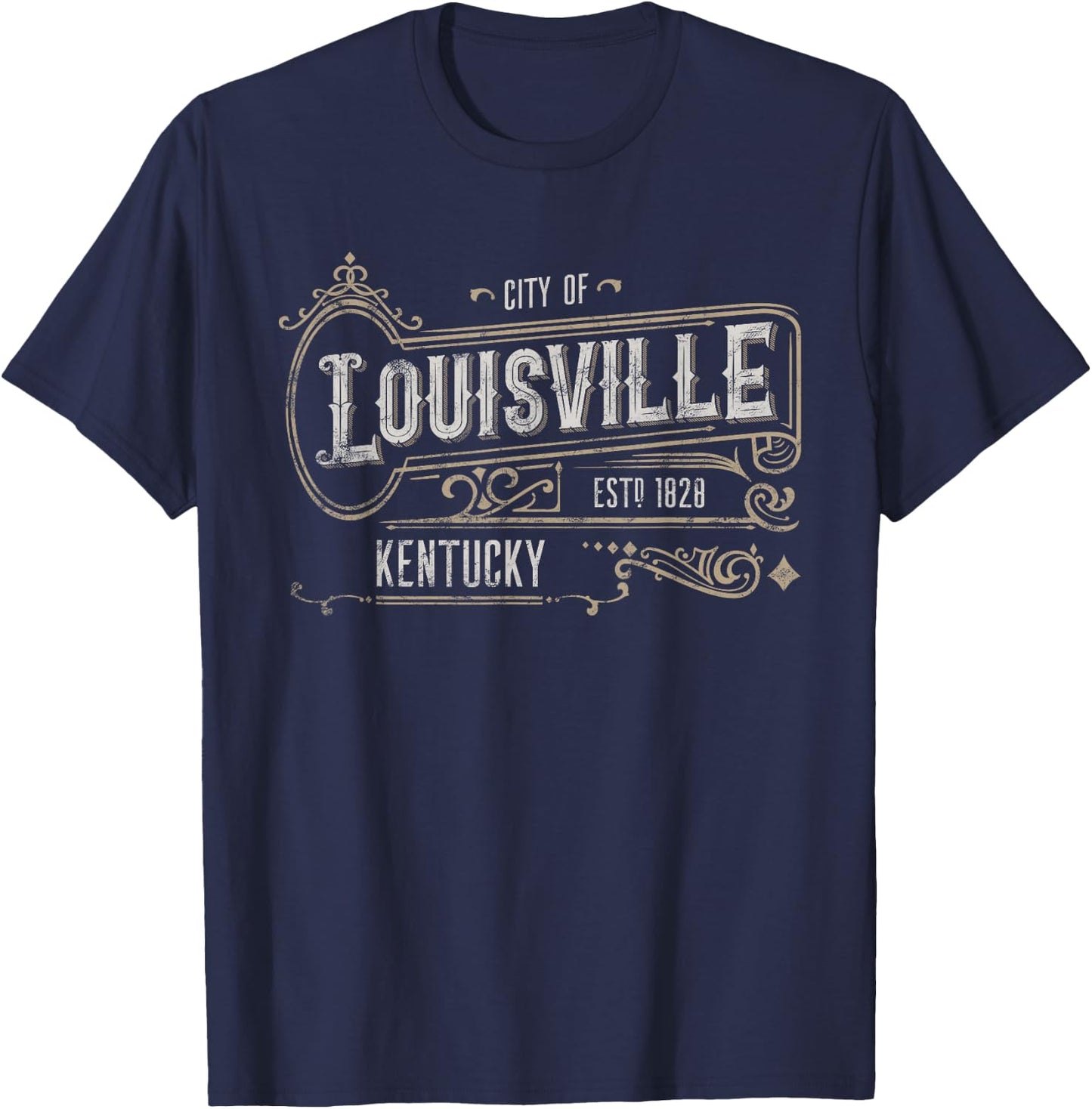Louisville KY Vintage Victorian Style Home City Distressed T-Shirt - T-Shirt | Navy