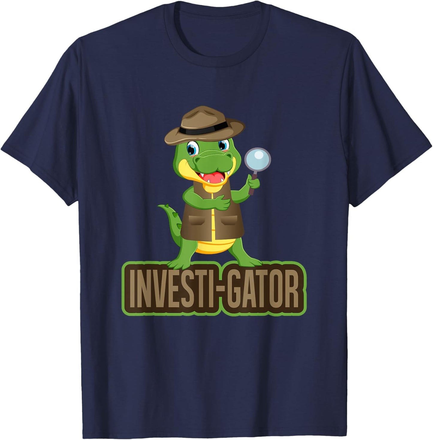 Funny Investi-Gator Pun Alligator Detective T-Shirt - T-Shirt | Navy