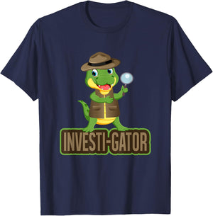 Funny Investi-Gator Pun Alligator Detective T-Shirt - T-Shirt | Navy