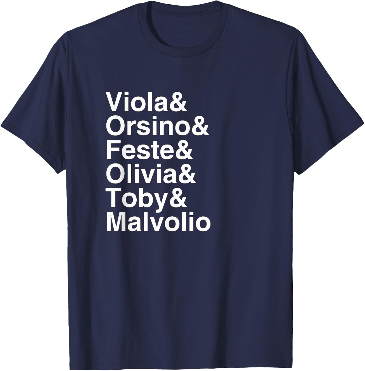 Shakespeare Twelfth Night Character List T-Shirt - T-Shirt | Navy