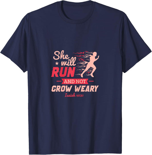 Funny She Will Run XC Cross Country Running Gift Men Women T-Shirt - T-Shirt | Navy