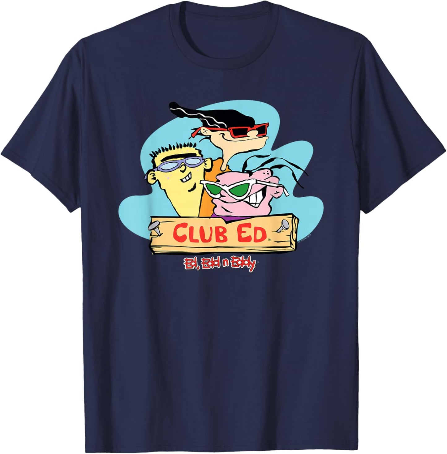 Ed, EDD N Eddy Club Ed Group Photo with Sunglasses Cartoon T-Shirt - T-Shirt | Navy