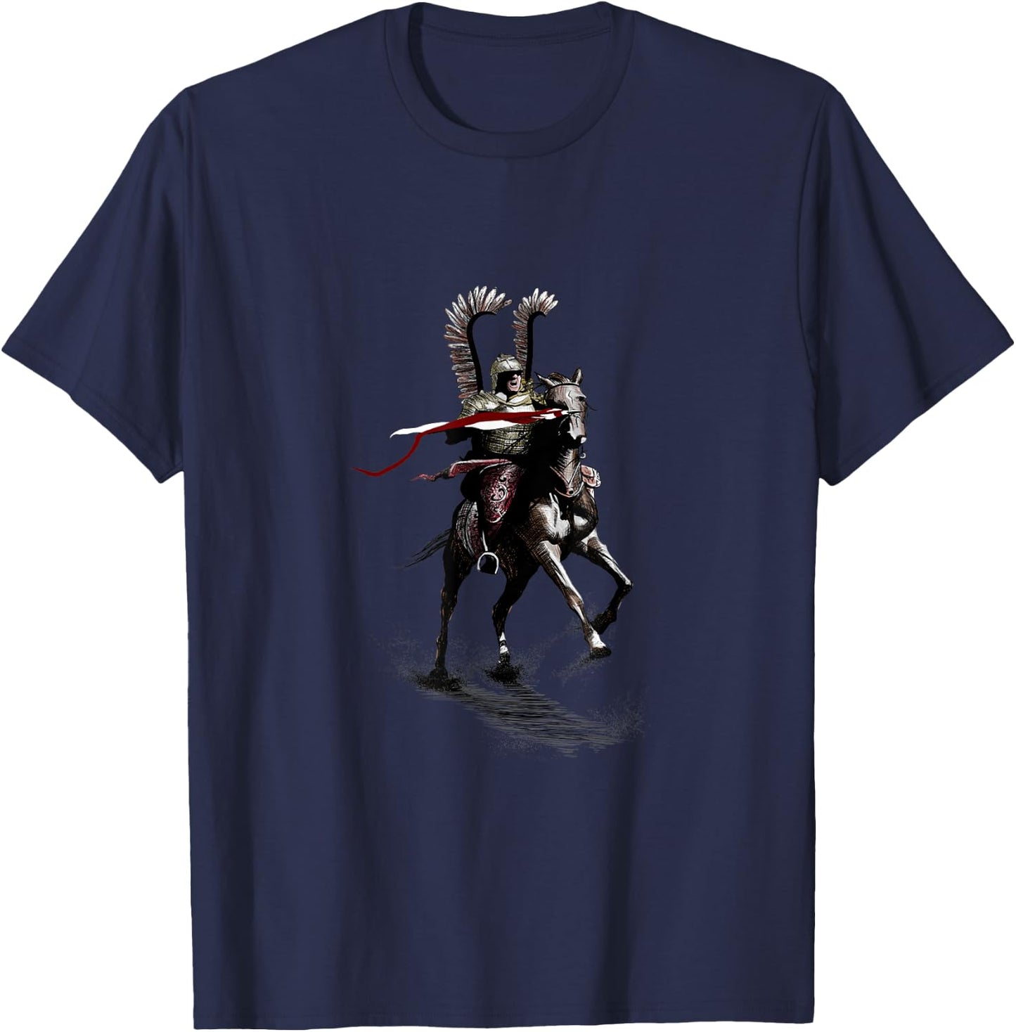 One Fantasy Designs Polish Winged Hussar Cavalry - Men's -Adults Black Short Sleeve Classic Fit - Medieval Sports - Small T-Shirt - T-Shirt | Navy