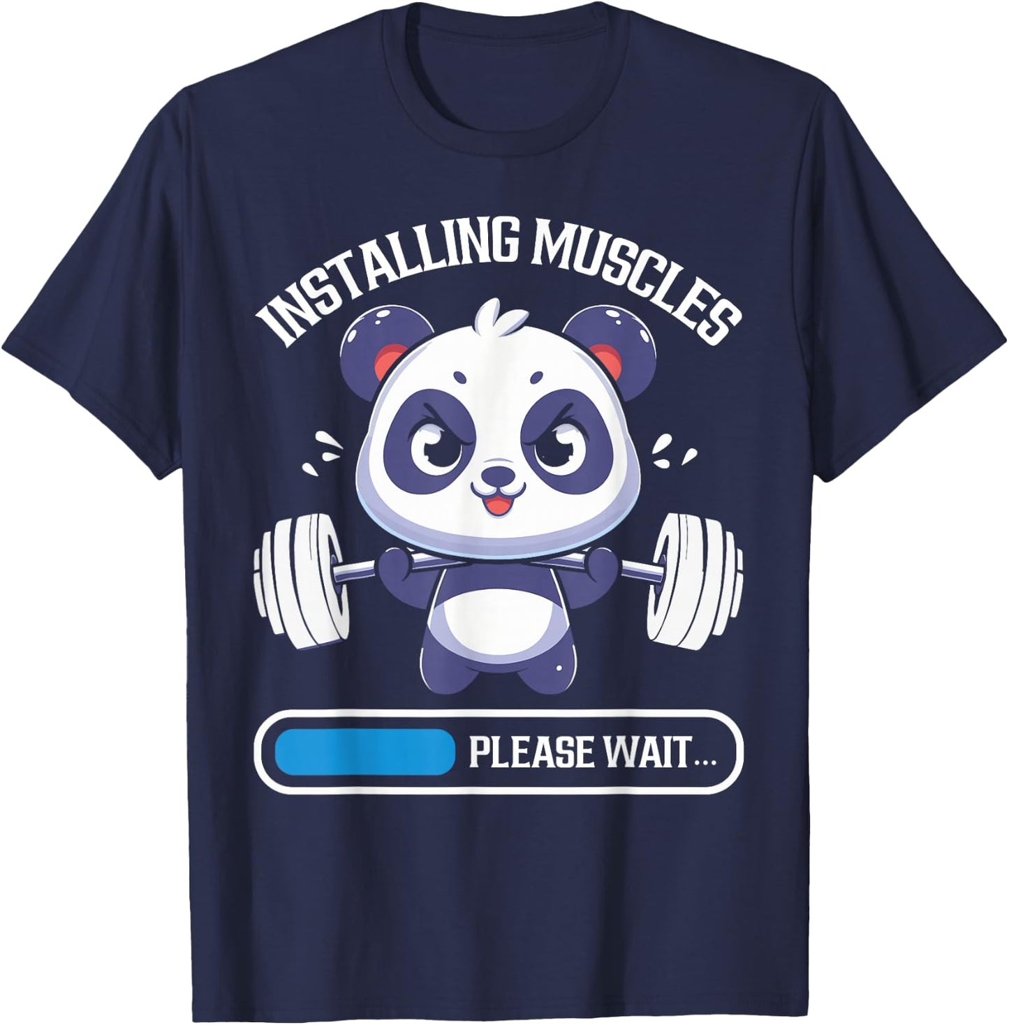 Muscle Building Fitness Panda Weight Lifting Barbell Workout T-Shirt - T-Shirt | Navy