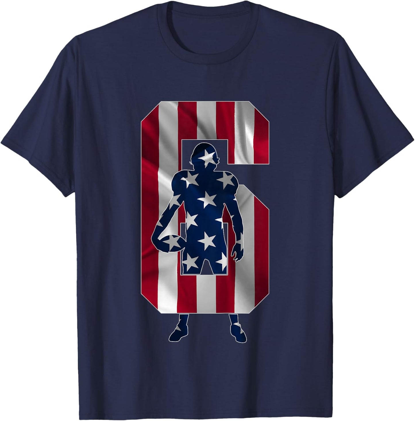 Number 6 Years Football 6th Birthday T-Shirt - T-Shirt | Navy