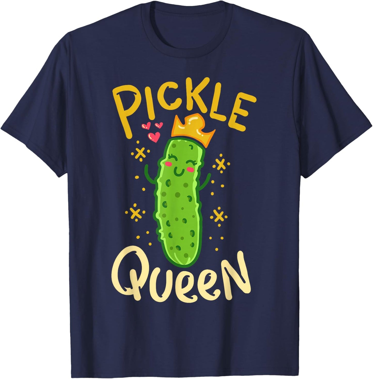 Pickle Queen Vegan Funny Cucumber Vegetable Small T-Shirt - T-Shirt | Navy