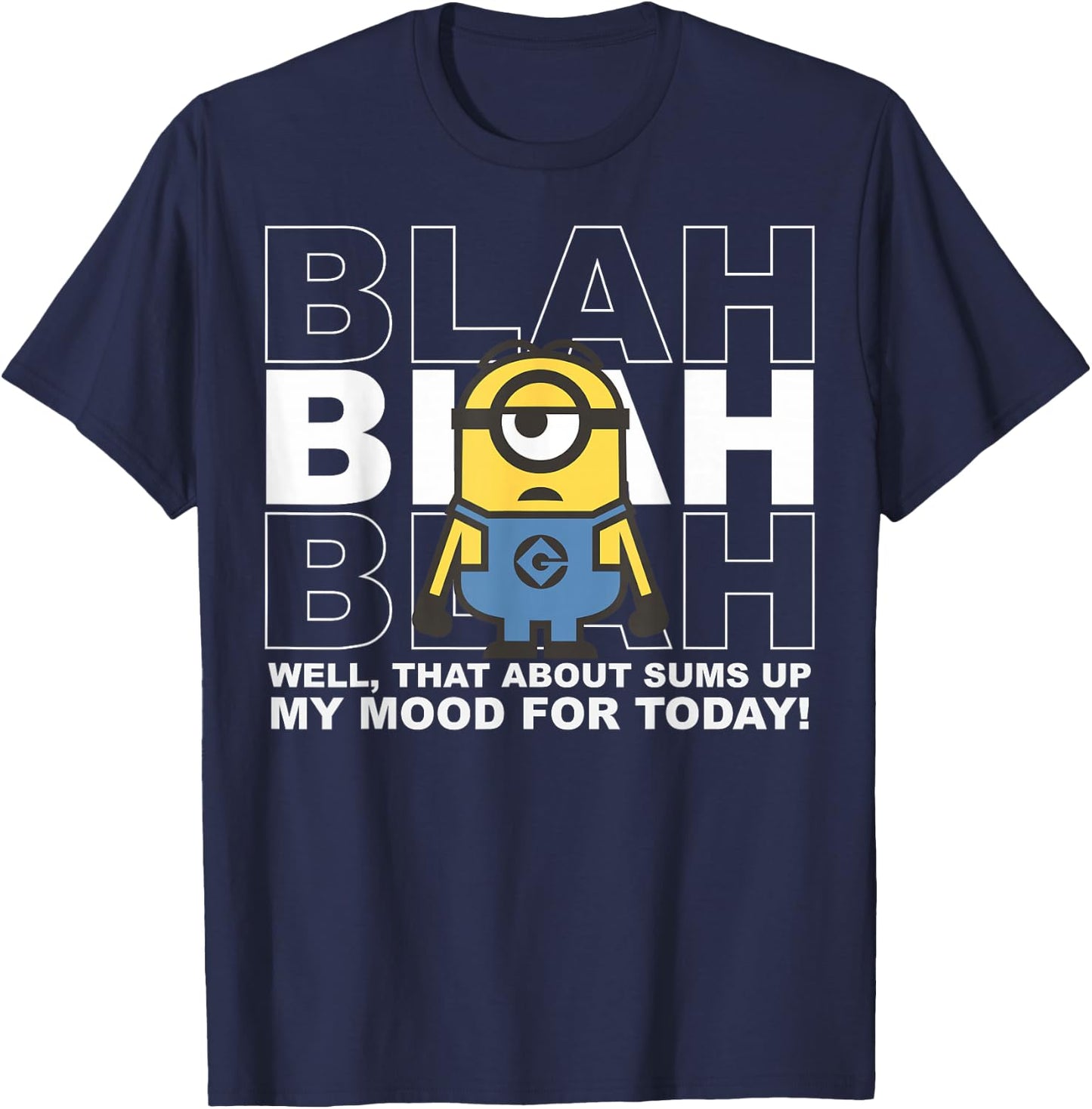 Despicable Me Minions Stuart Is Blah Today Graphic T-Shirt - T-Shirt | Navy