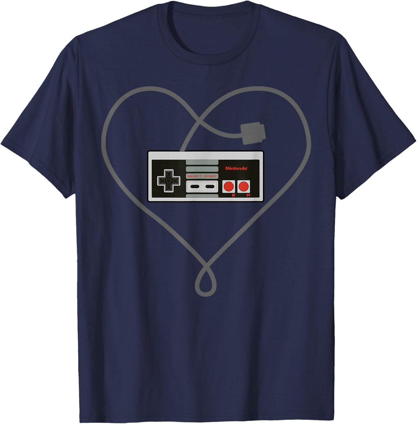Nintendo NES Controller Heart Cord Graphic T-Shirt - T-Shirt | Navy