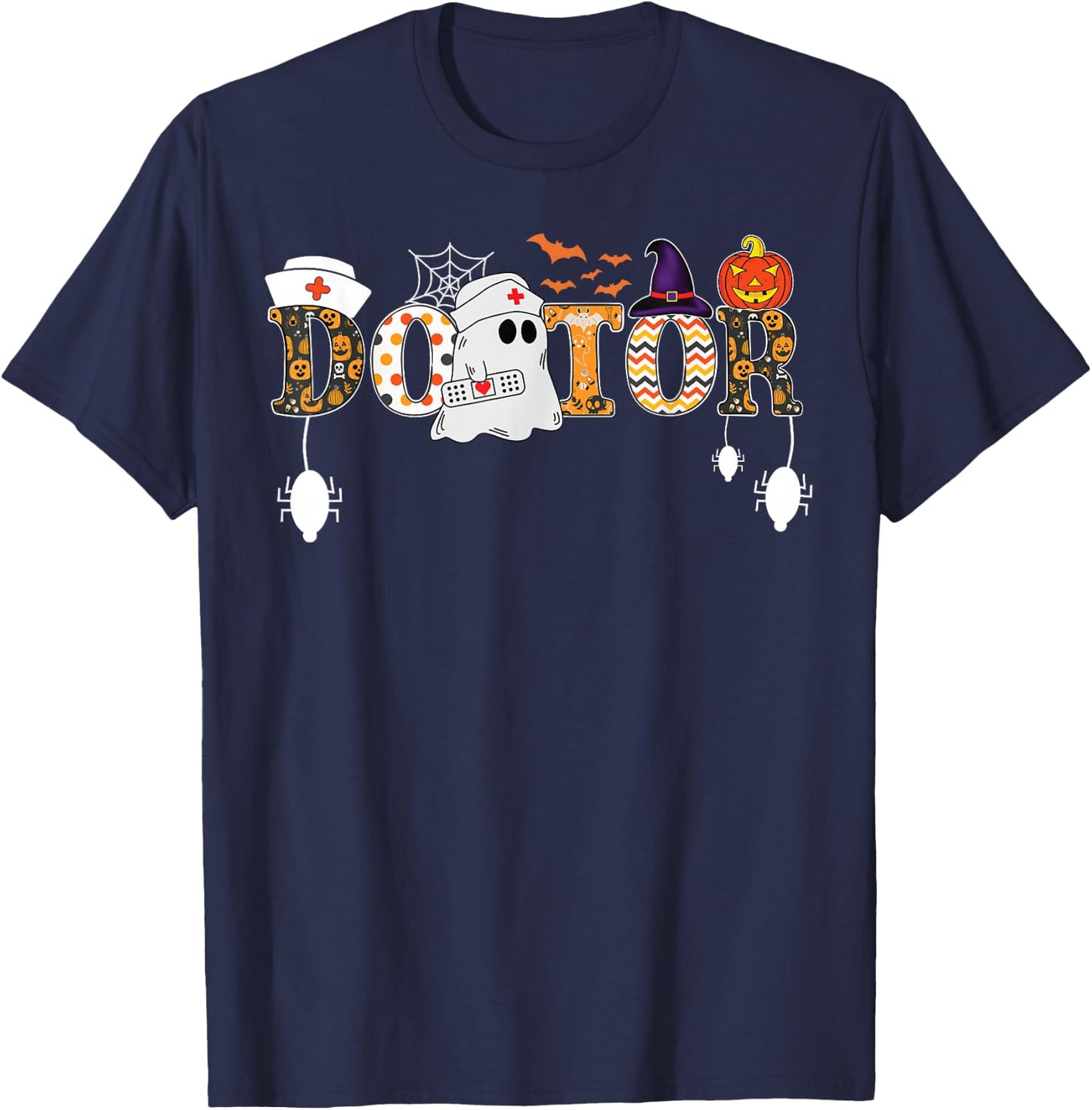 Halloween Doctor Halloween Scrub Tops Nursing Ghost Women's T-Shirt - T-Shirt | Navy
