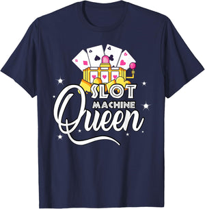 Cute Slot Machine Queen - Funny Casino Gambling T-Shirt - T-Shirt | Navy