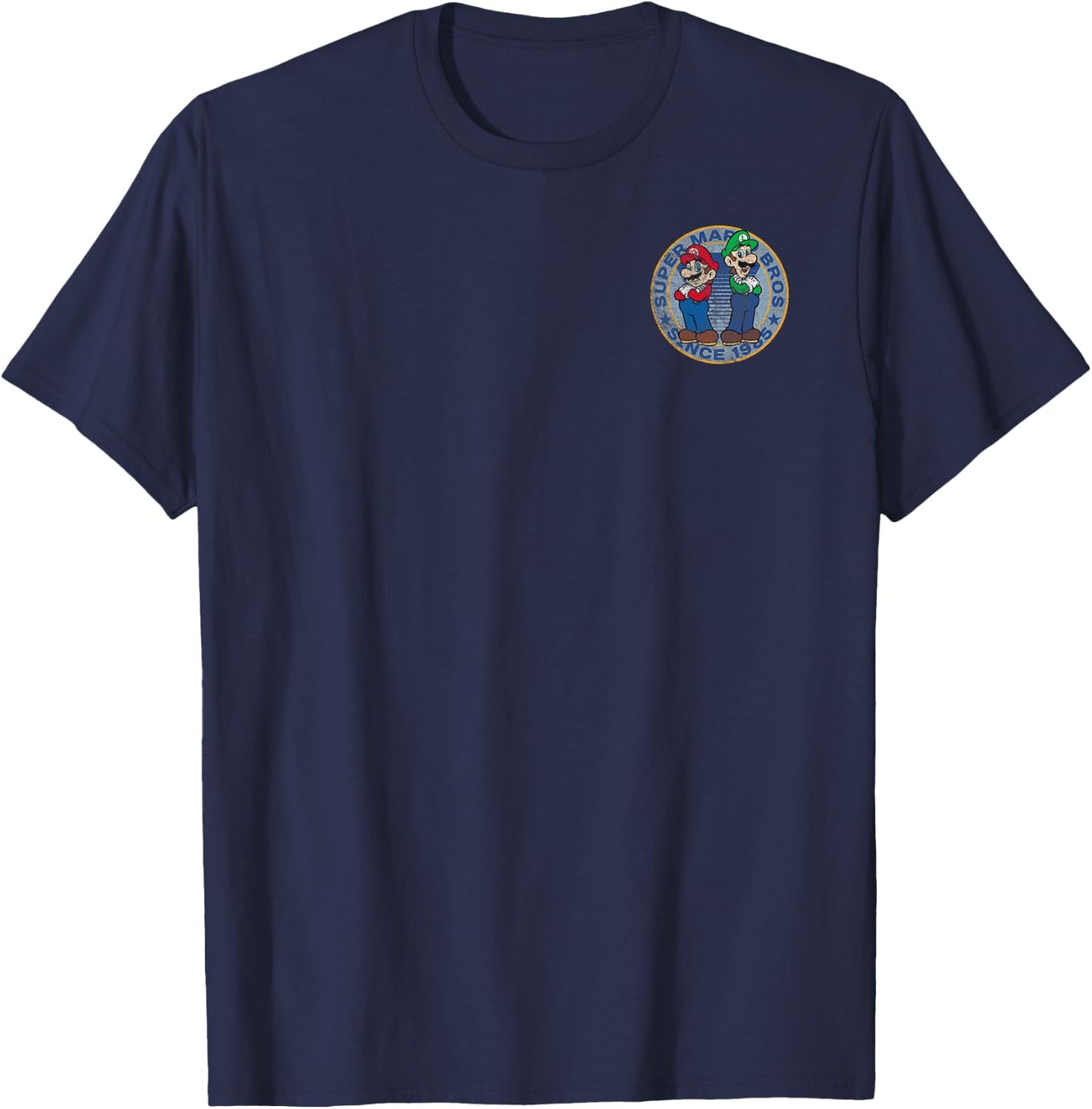 Super Mario Bros Luigi Left Chest Since 1985 Graphic T-Shirt - T-Shirt | Navy