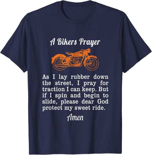 Motorcycle Prayer Design Bikers Prayer Men Women Kids T-Shirt - T-Shirt | Navy