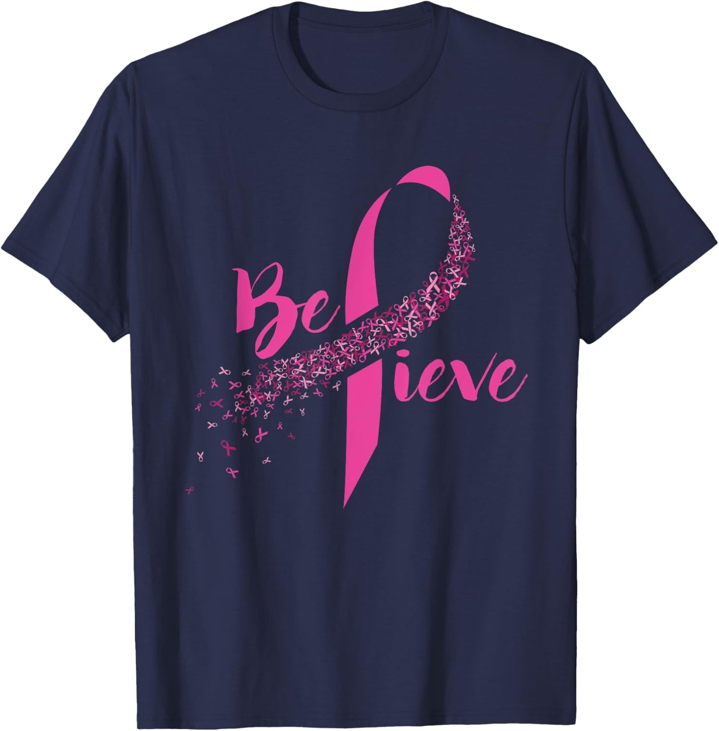 Breast Cancer Awareness - Inspirational Believe T-Shirt - T-Shirt | Navy