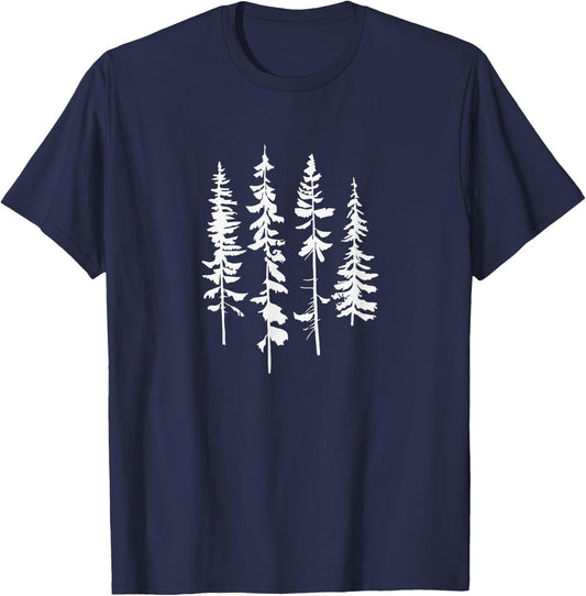 Skinny Pine Trees, Pine Tree for Nature Lover T-Shirt - T-Shirt | Navy