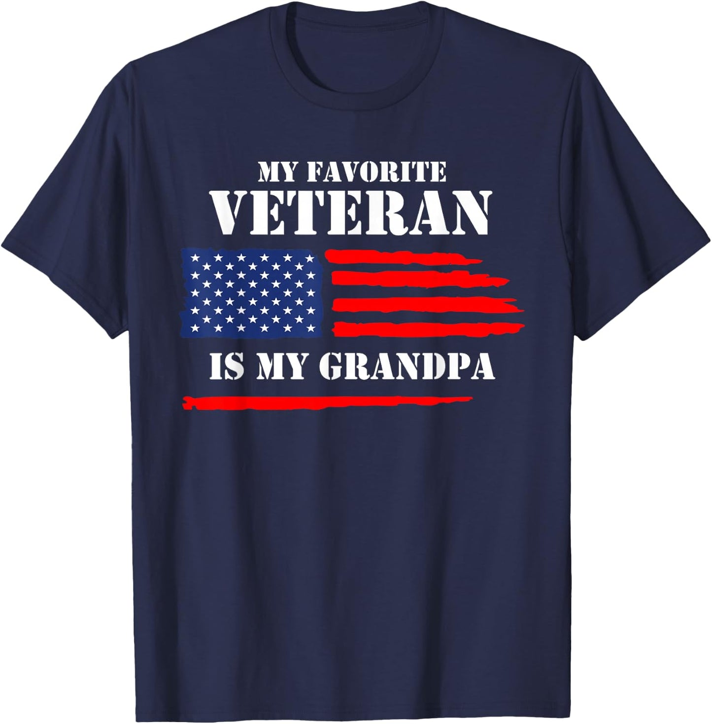 My Favorite Veteran Is My Grandpa Military Veterans Day T-Shirt - T-Shirt | Navy