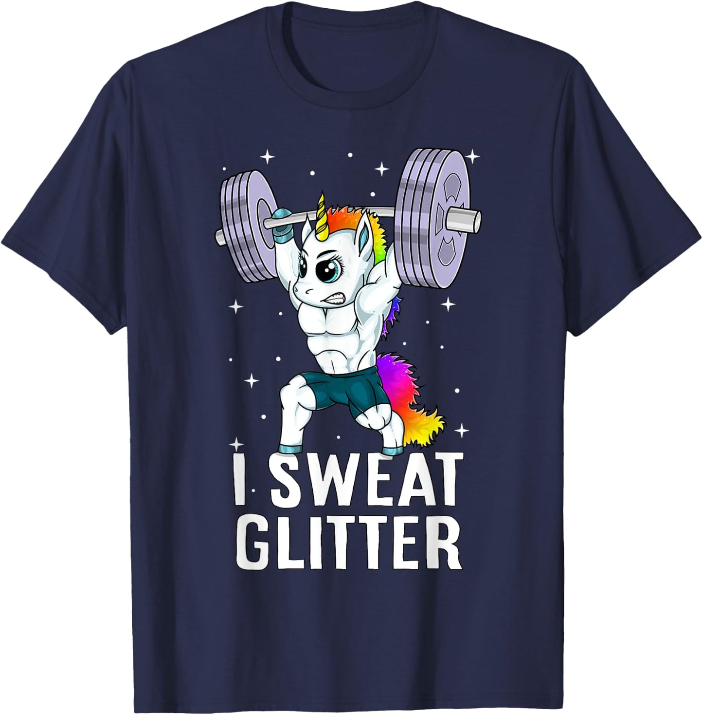 Unicorn I Sweat Glitter Funny Gym Workout Men Women Kids T-Shirt - T-Shirt | Navy