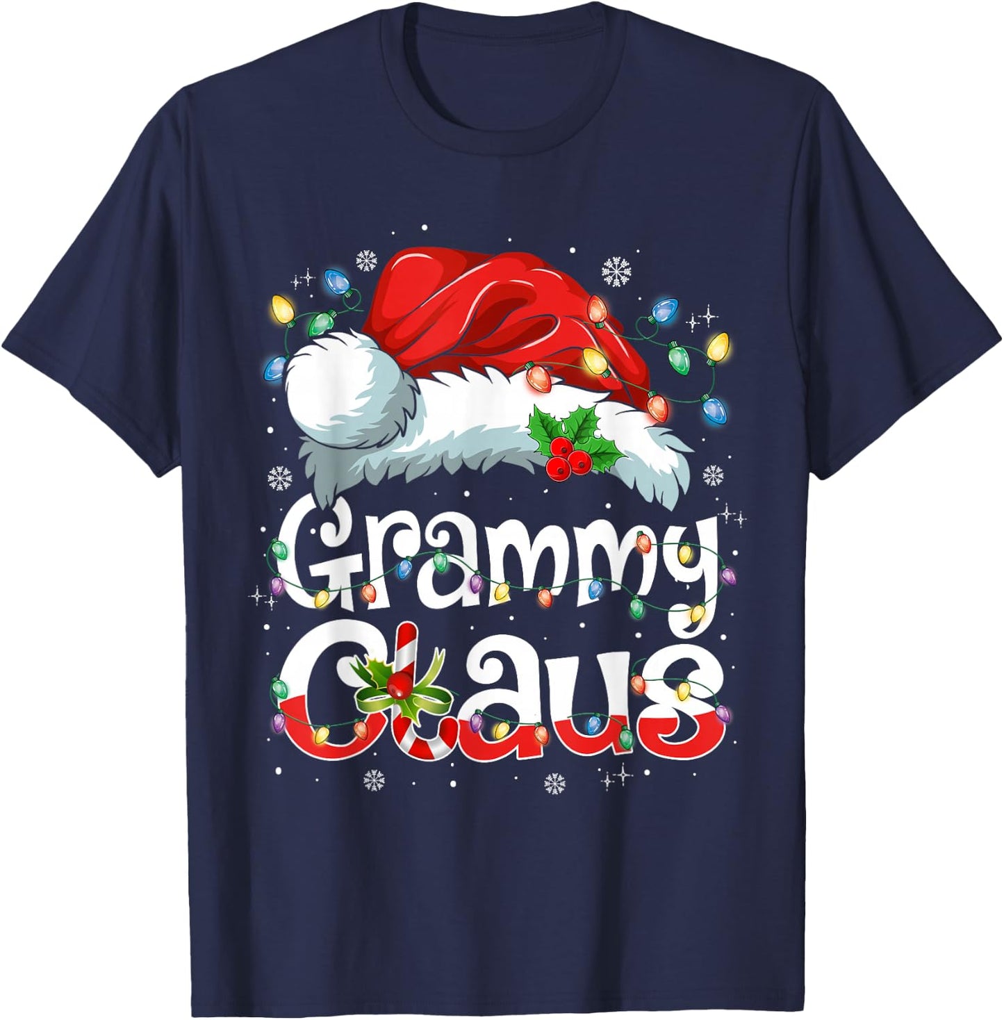 Grammy Claus Xmas Santa Matching Family Christmas Pajamas T-Shirt - T-Shirt | Navy