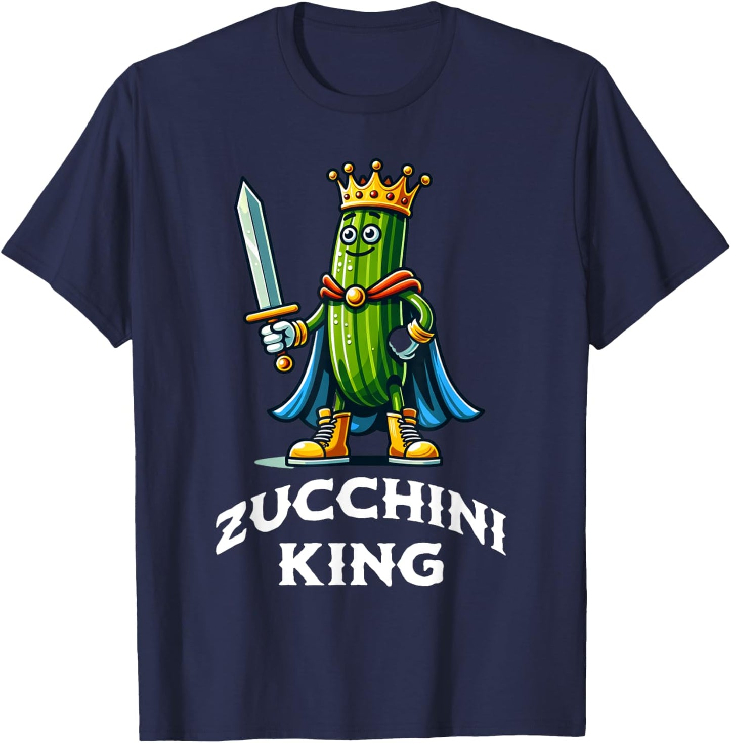 Zucchini King Funny Quote Zucchini Lover Vegan Vegetable T-Shirt - T-Shirt | Navy