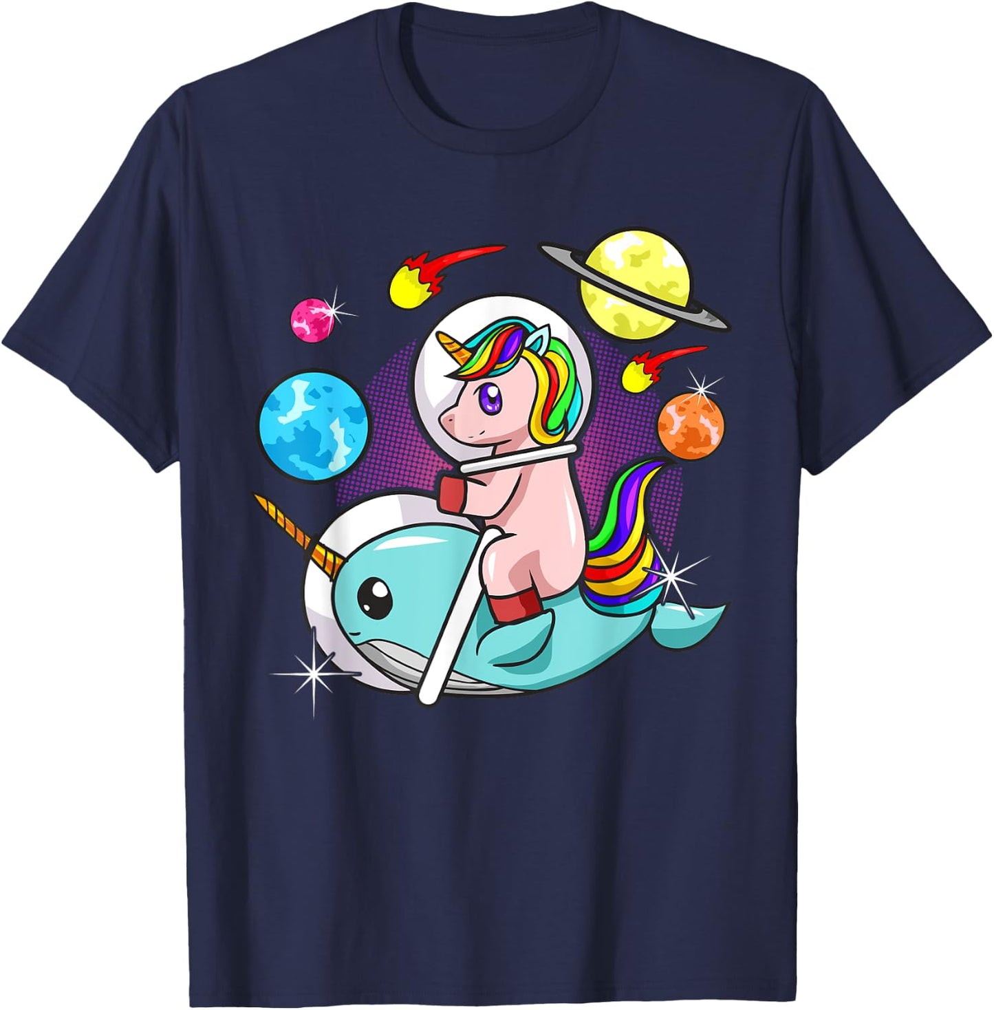 Unicorn Narwhal Space Astronaut Science Funny Humor T-Shirt - T-Shirt | Navy
