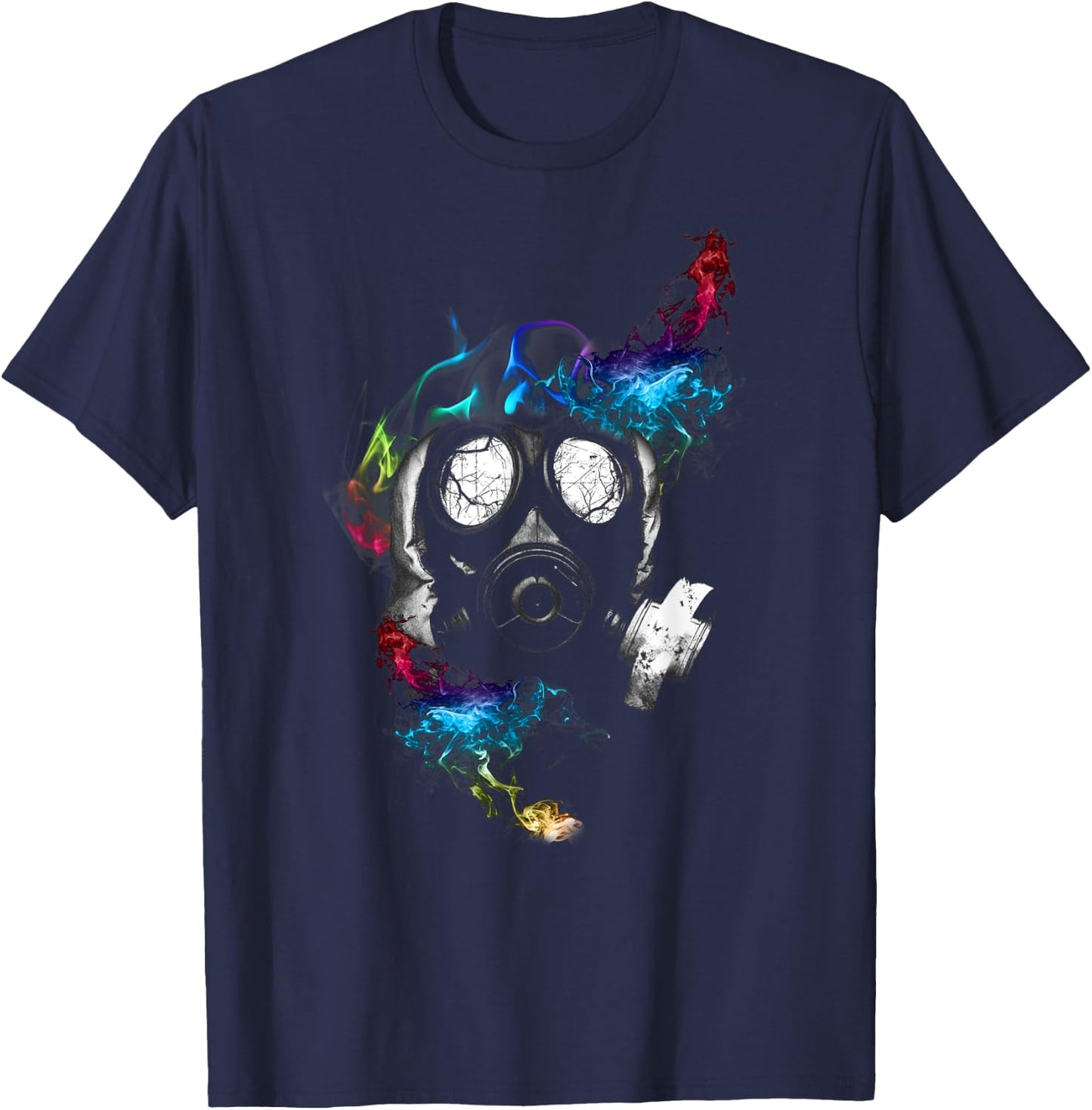 Psychedelic Gas Mask | Soft Touch Fabric T-Shirt - T-Shirt | Navy