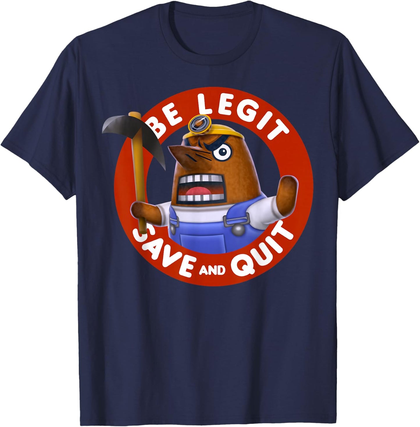 Nintendo Animal Crossing Resetti Save & Quit Graphic T-Shirt - T-Shirt | Navy