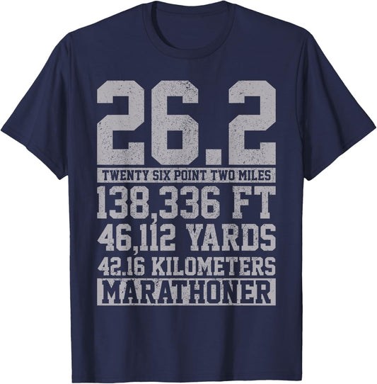 Marathon - 26.2 Miles Running Runner Shirt Gift T-Shirt - T-Shirt | Navy