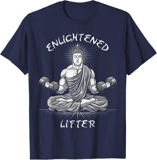Enlightened Lifter Funny Workout Gym Weightlifting Anime T-Shirt - T-Shirt | Navy