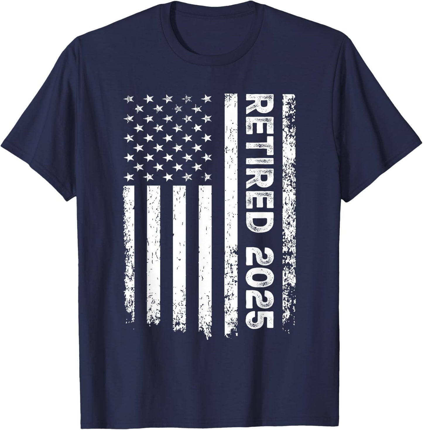 Vintage Retired 2025 American Flag Retirement 2025 Pensioner T-Shirt - T-Shirt | Navy