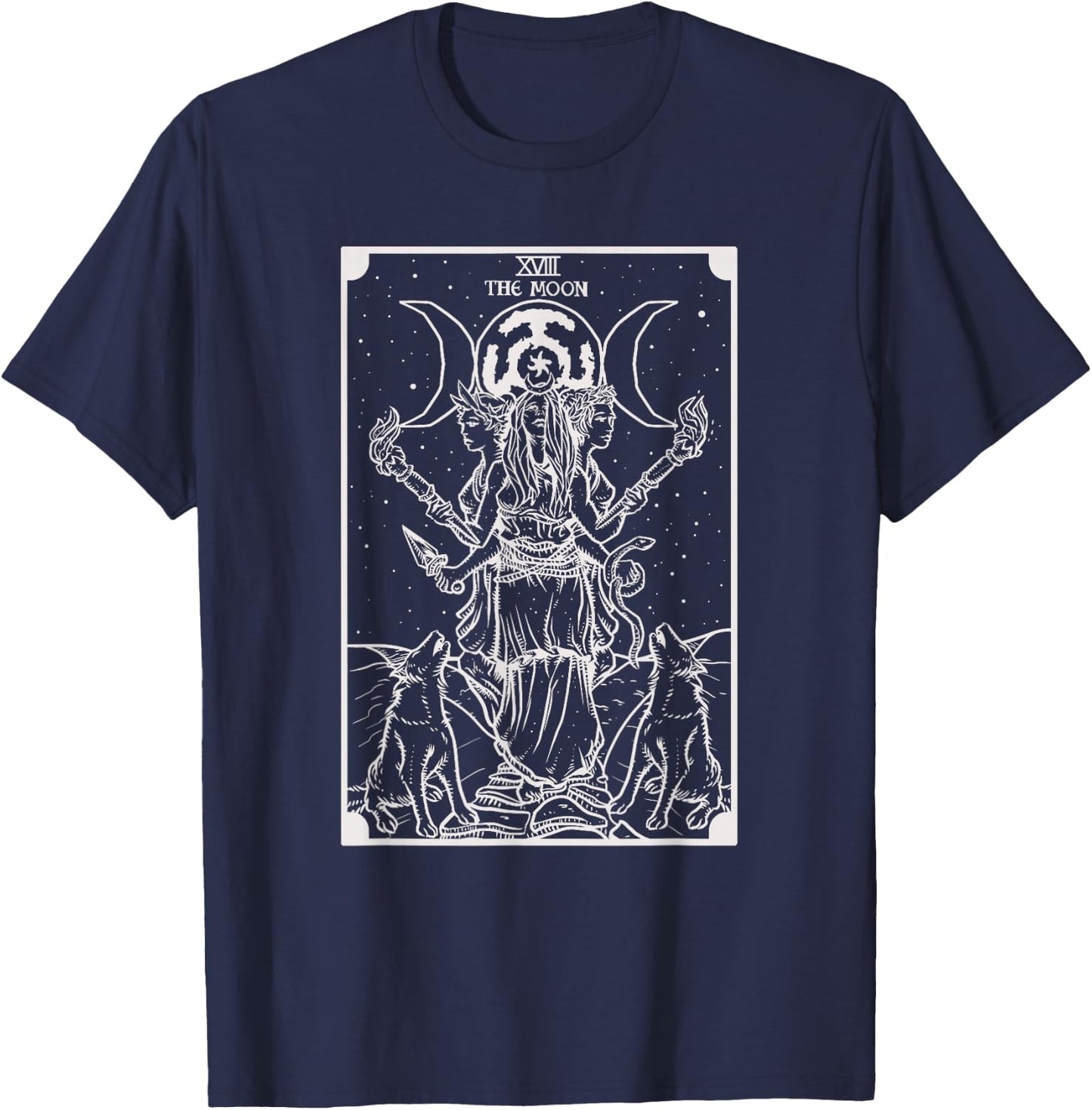Hecate Triple Moon Goddess Witch Hekate Wheel Tarot Card T-Shirt - T-Shirt | Navy