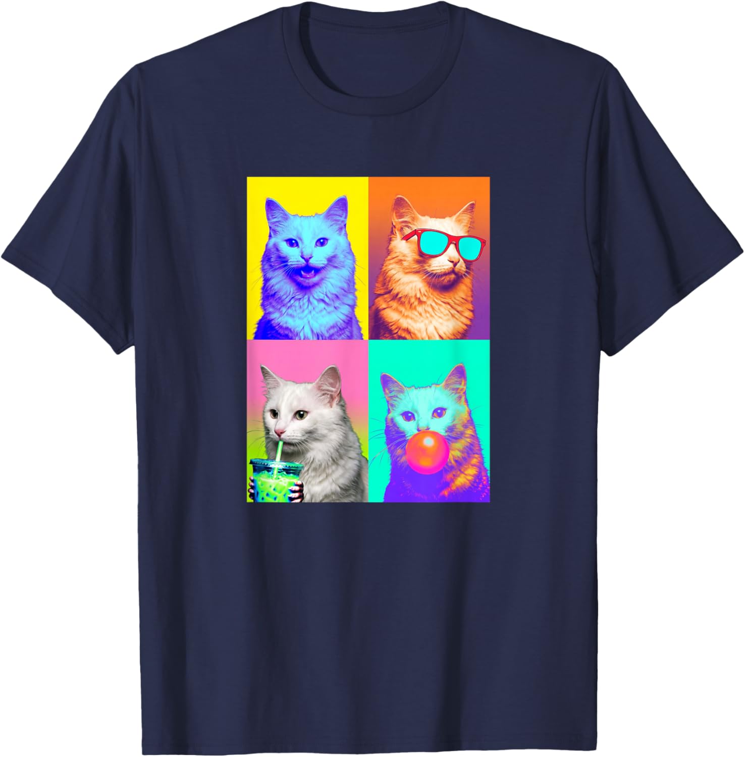 Funny Photo Booth Meme Turkish Angora cat T-Shirt - T-Shirt | Navy