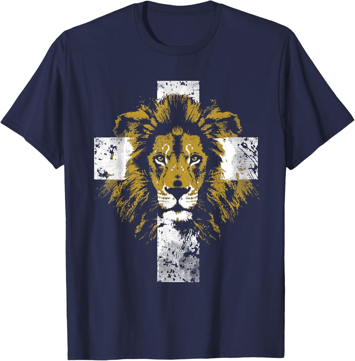 Lion of Judah Cross Christian T-Shirt - T-Shirt | Navy