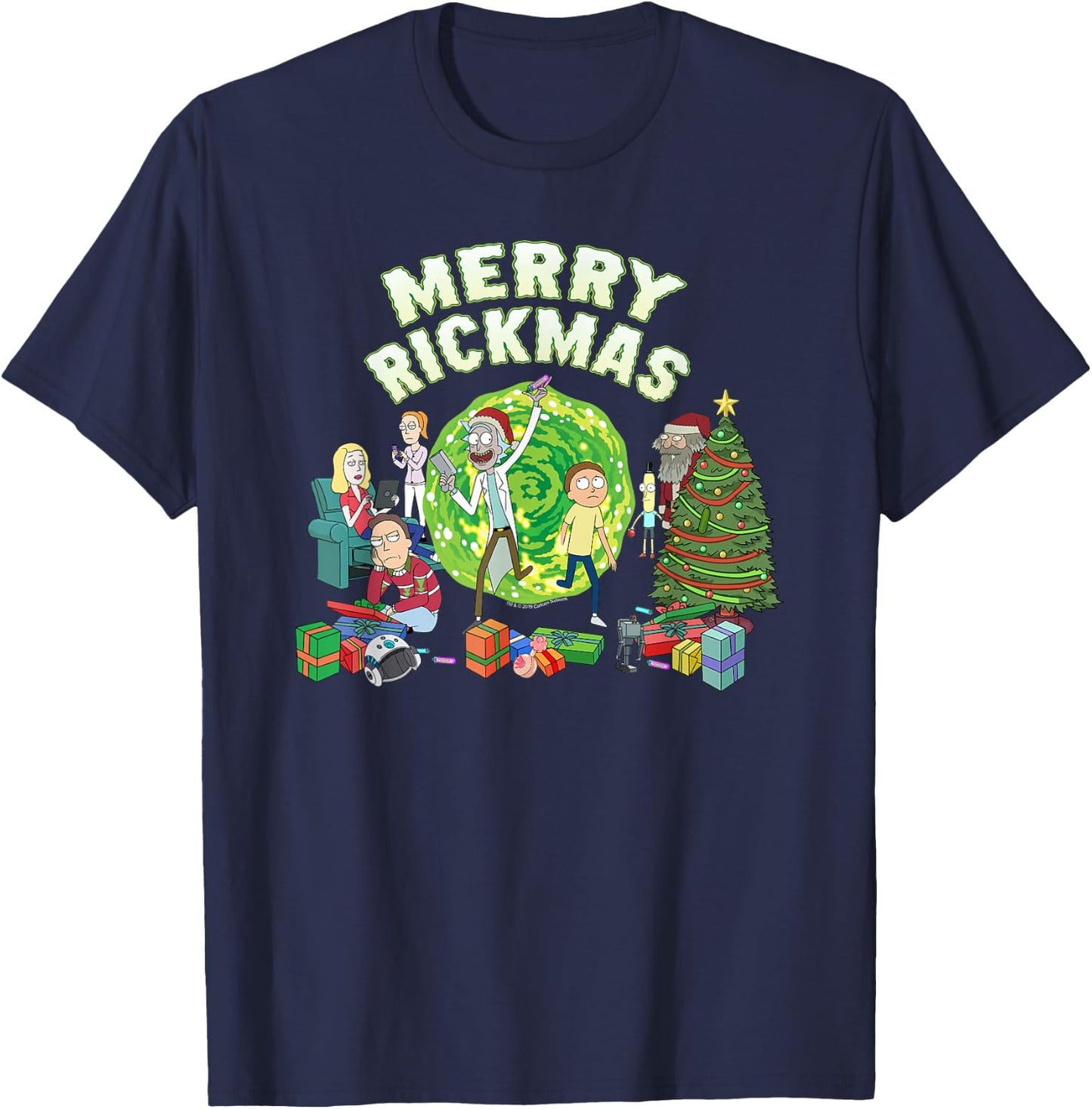 Rick and Morty Merry Rickmas! T-Shirt - T-Shirt | Navy