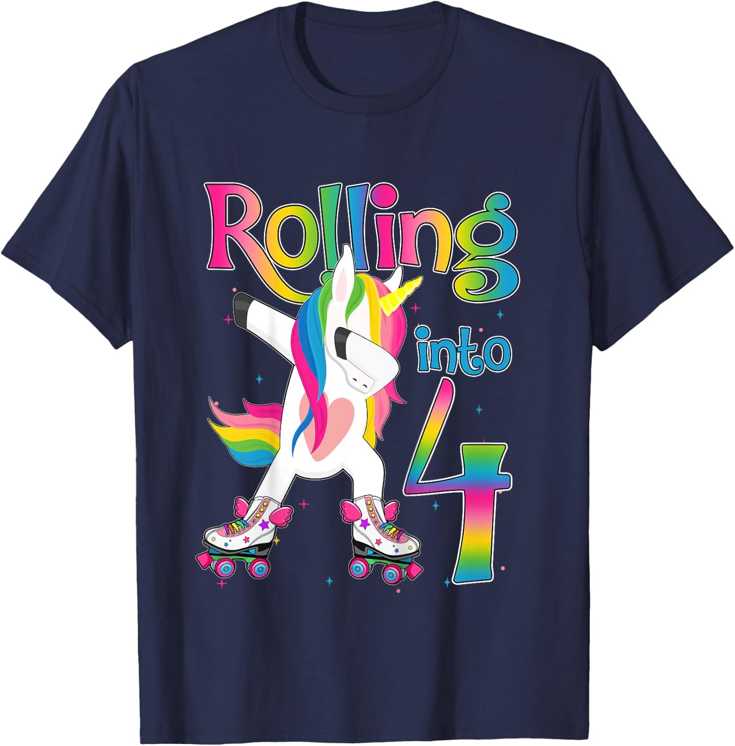 Rolling Into 4 years Let's Roll I'm Turning 4 Roller Skate T-Shirt - T-Shirt | Navy