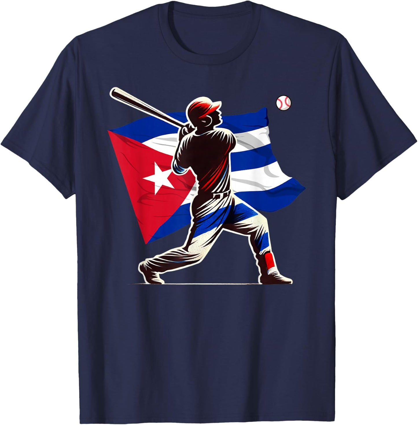 Baseball Pitcher Cuba Flag Cuban Softball Player T-Shirt - T-Shirt | Navy