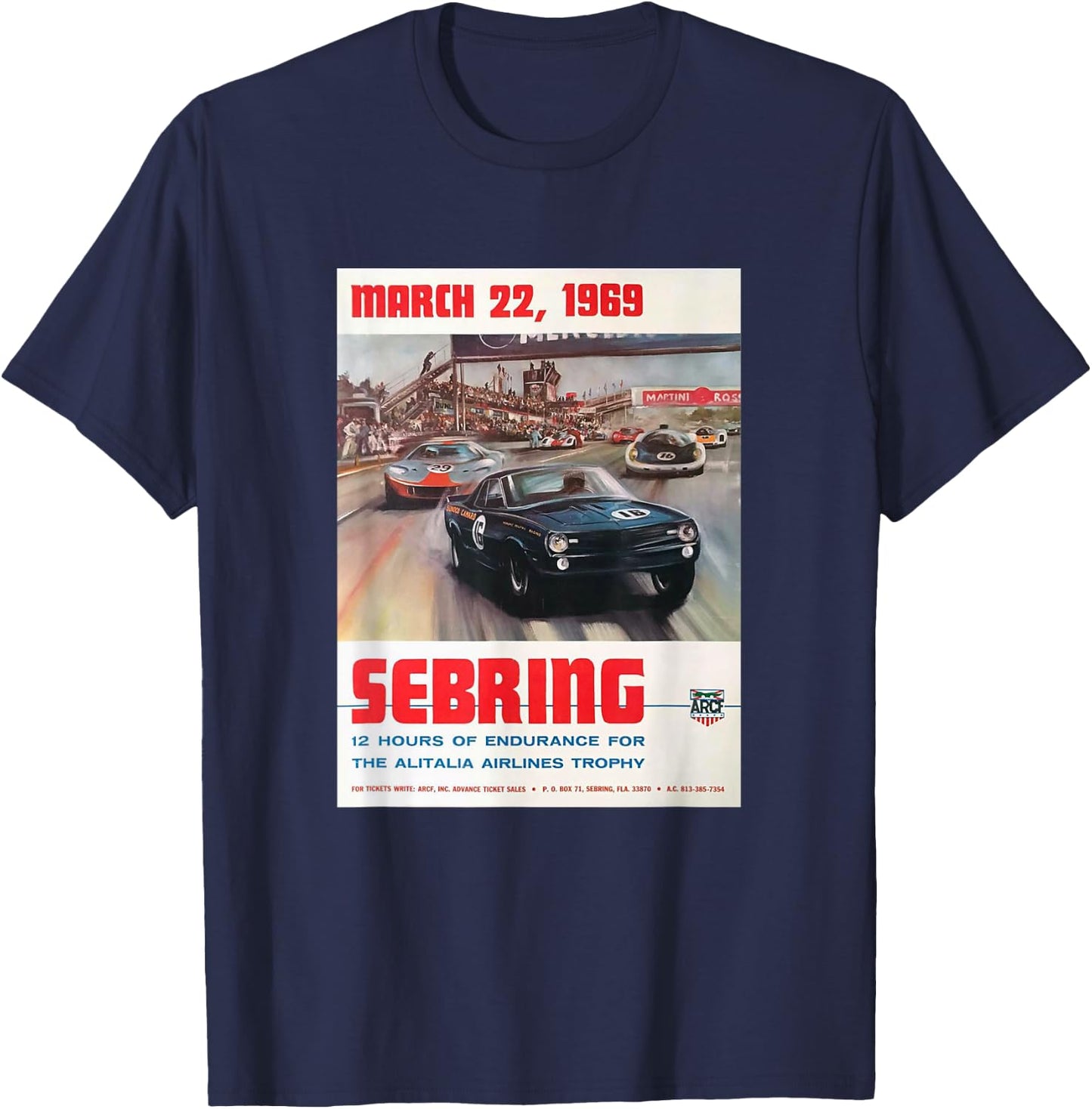 Vintage 1969 Sebring 12 Hours Endurance Race T-Shirt - T-Shirt | Navy