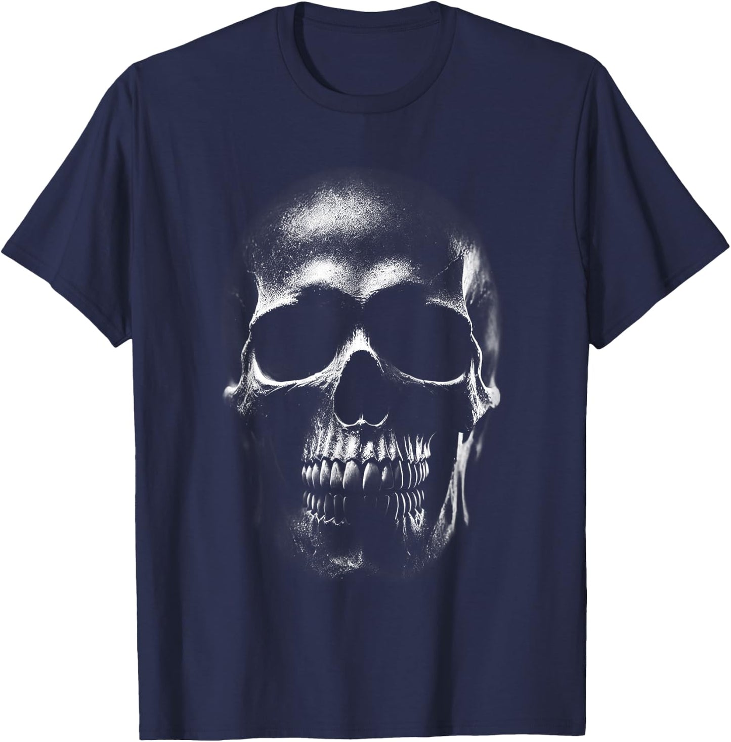 White Skull, Skull, Skeleton, Head T-Shirt - T-Shirt | Navy