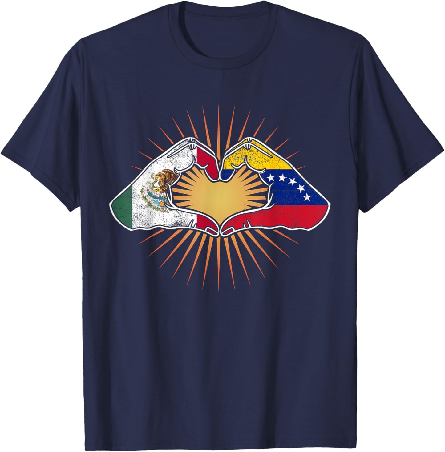 Mexico and Venezuela. Heart Hands T-Shirt - T-Shirt | Navy