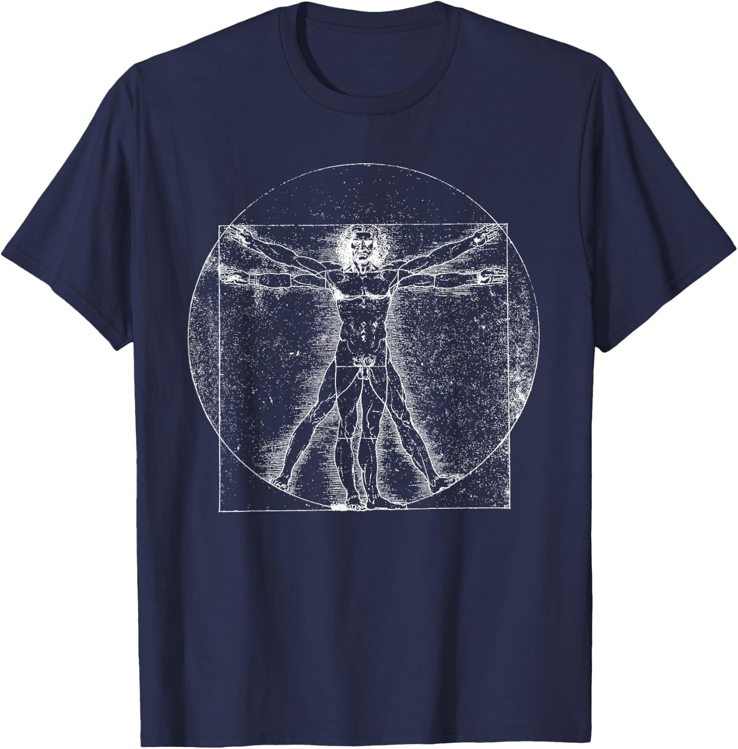 Vitruvian Man Leonardo Da Vinci T-Shirt - T-Shirt | Navy
