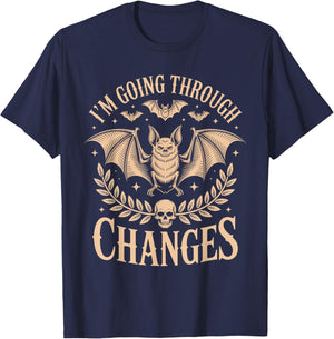 Im Going Through Changes bat Funny Spooky Halloween Outfit T-Shirt - T-Shirt | Navy