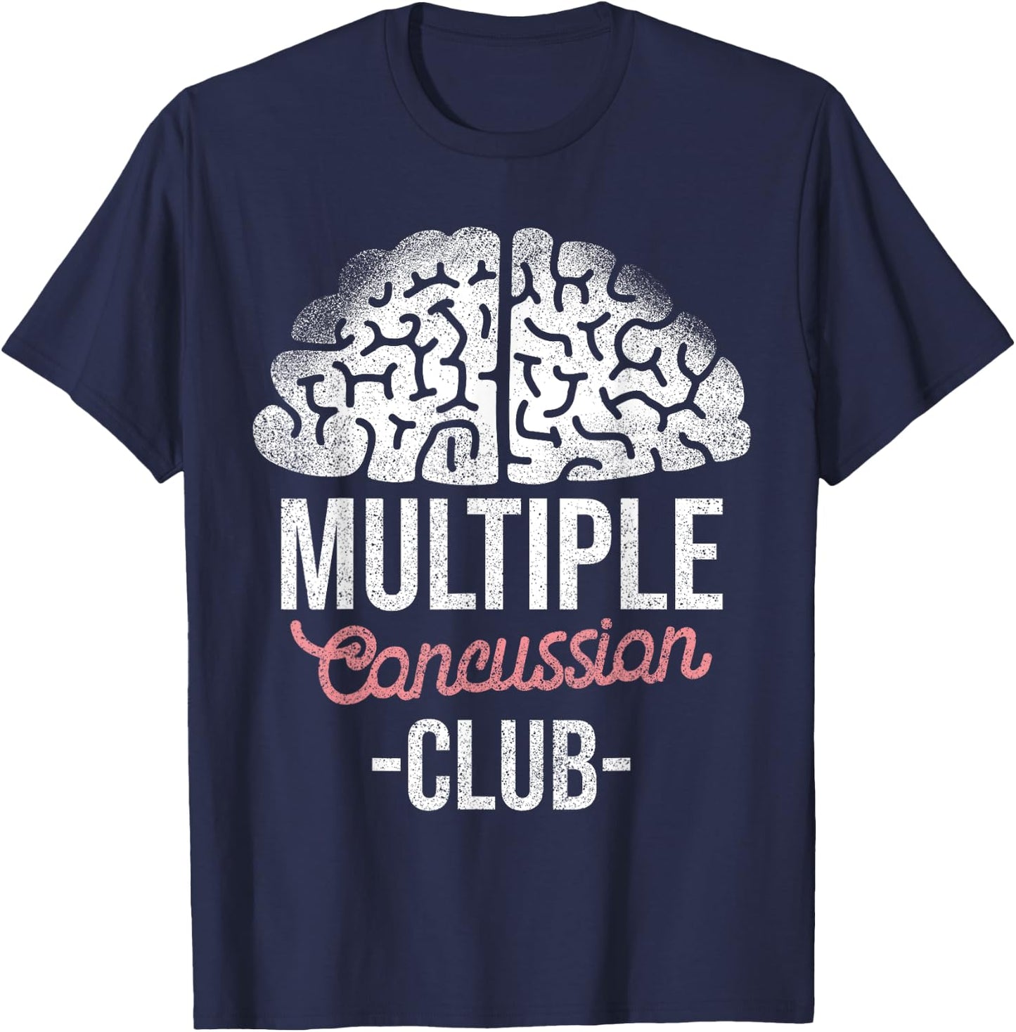 Concussion Multiple Club Brain Injury T-Shirt - T-Shirt | Navy