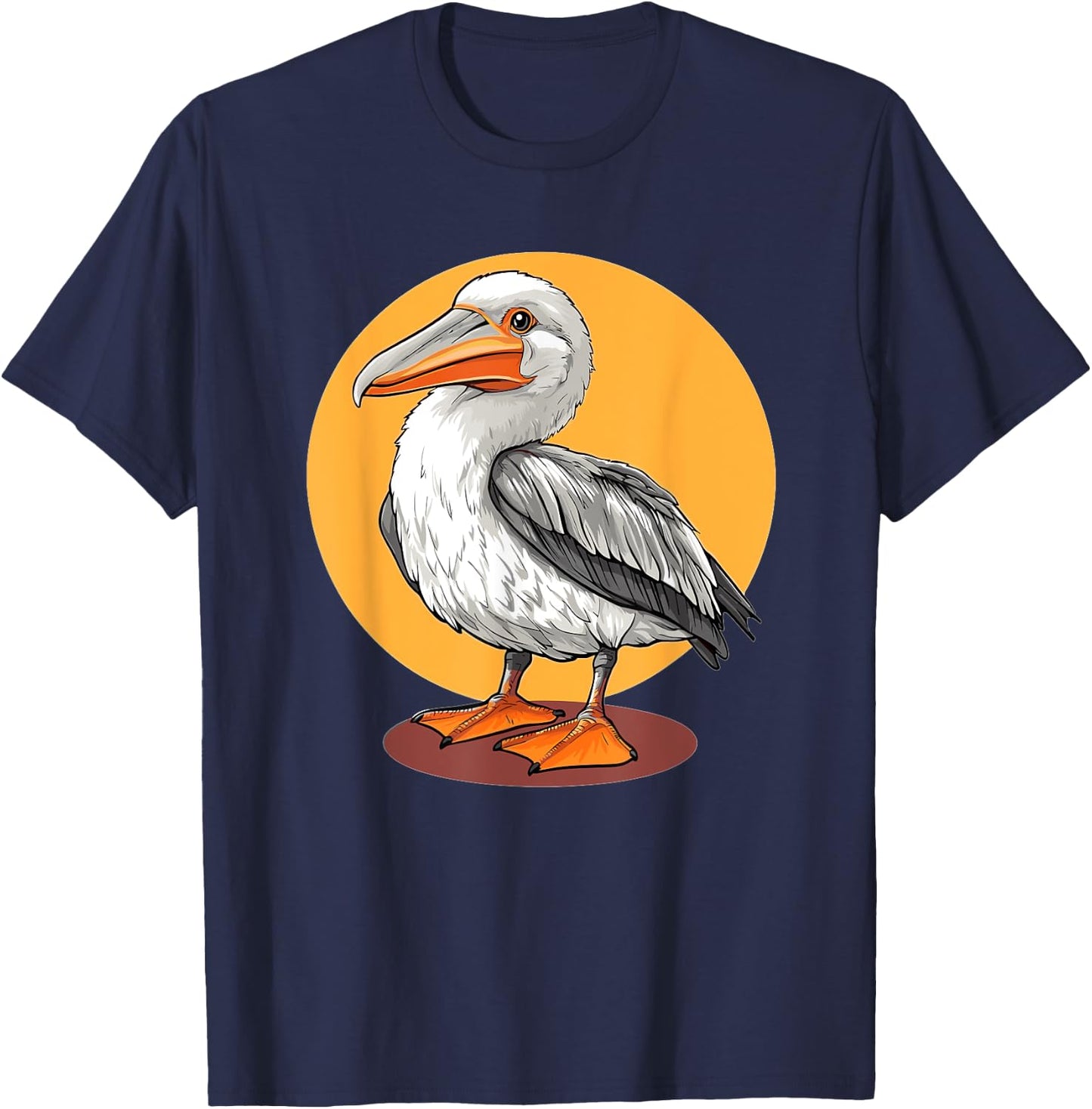 Pelican Illustration Wildlife Coastal Bird T-Shirt - T-Shirt | Navy