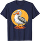 Pelican Illustration Wildlife Coastal Bird T-Shirt - T-Shirt | Navy