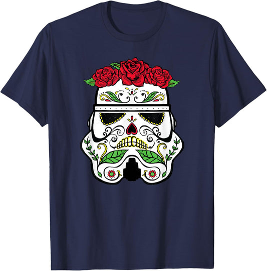 Star Wars Stormtrooper Roses Sugar Skull T-Shirt - T-Shirt | Navy