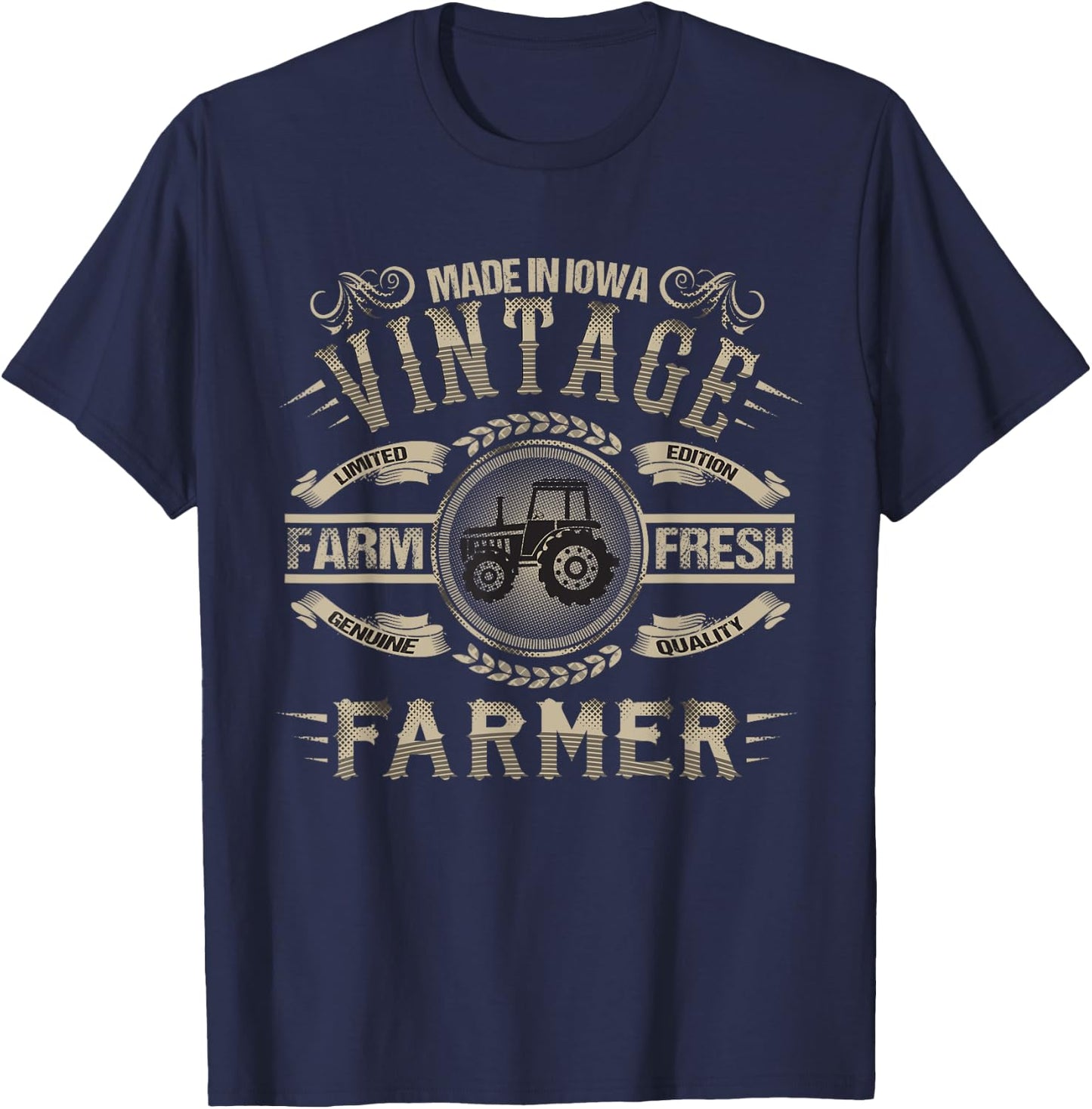 Vintage Iowa Farmers Local Farmer T-Shirt - T-Shirt | Navy