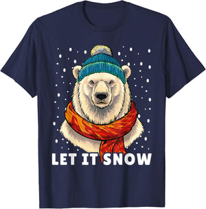 Funny Polar Bear Winter Christmas Ice Bear Let It Snow T-Shirt - T-Shirt | Navy